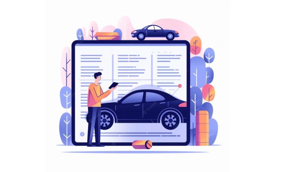 Motor vehicle registration records digitization process illustration